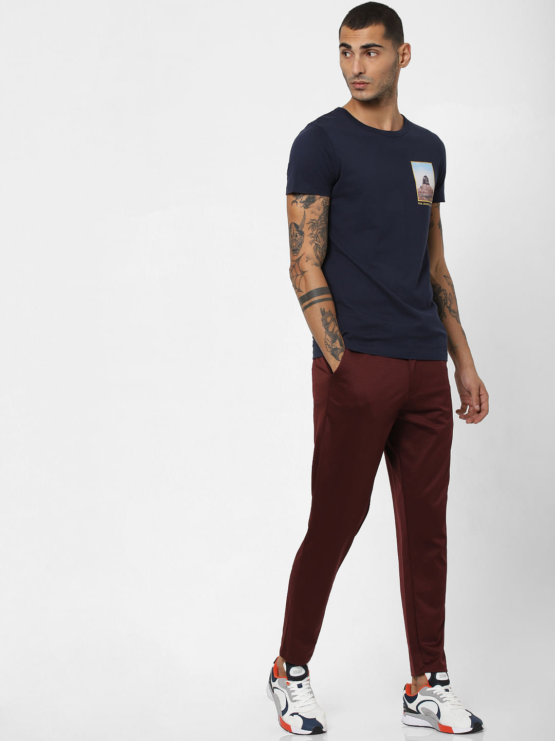 Blue Graphic Chest Print T-shirt