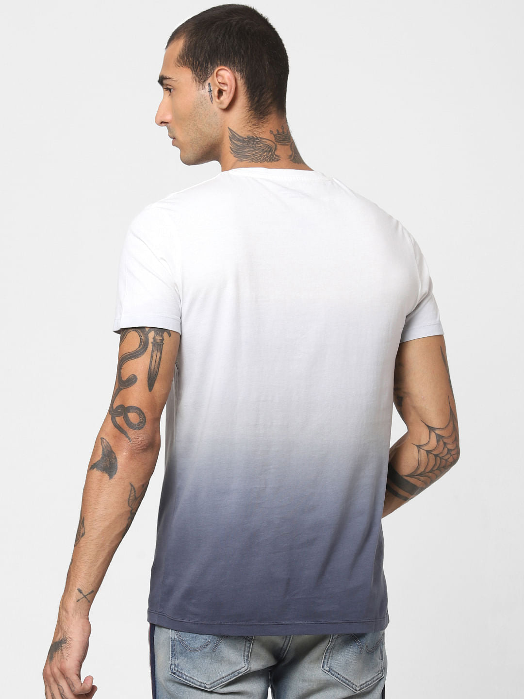 White Ombre Crew Neck T-shirt