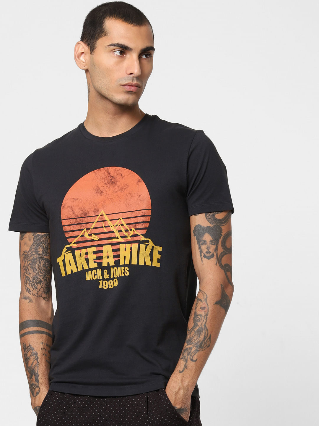 Black Graphic Print Crew Neck T-shirt
