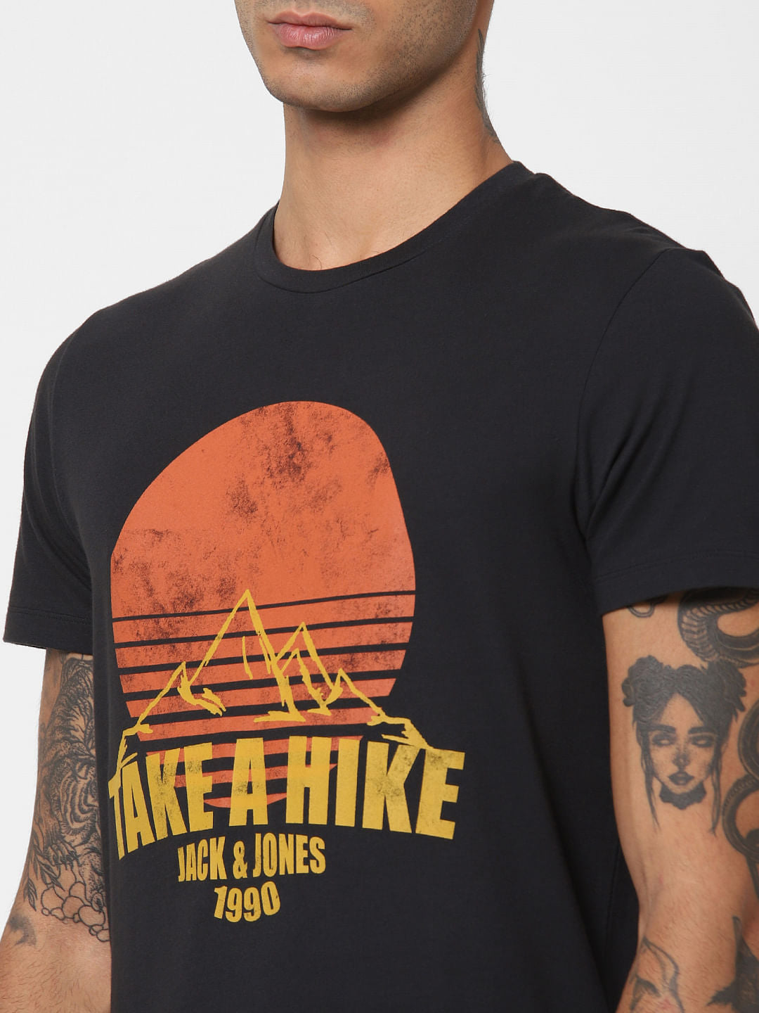 Black Graphic Print Crew Neck T-shirt