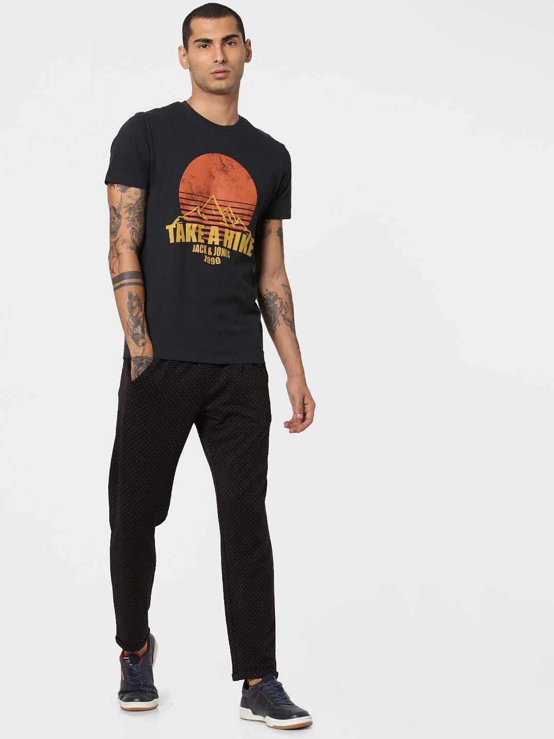 Black Graphic Print Crew Neck T-shirt