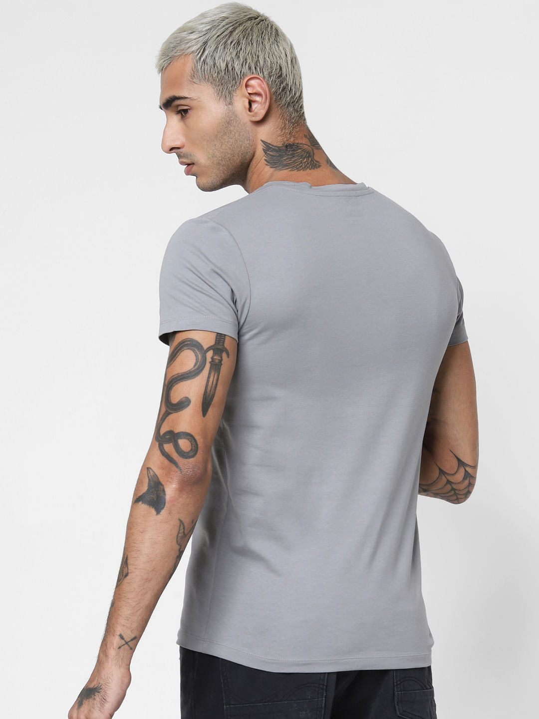 Grey Slogan Print Crew Neck T-shirt