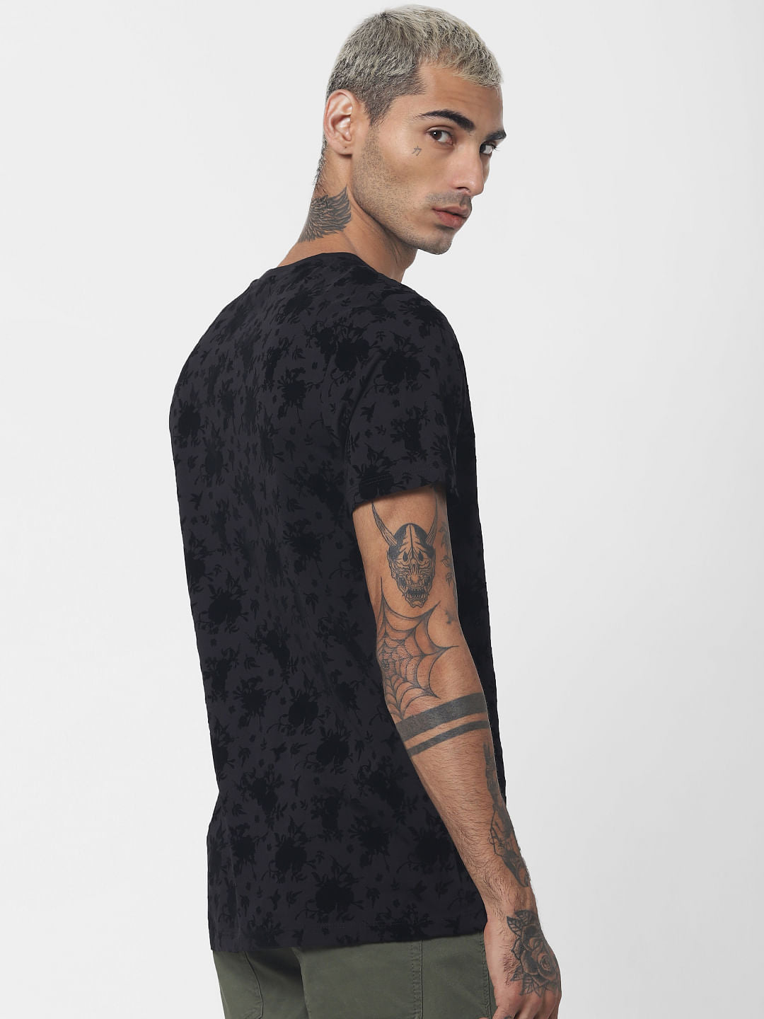 Black Printed Crew Neck T-shirt