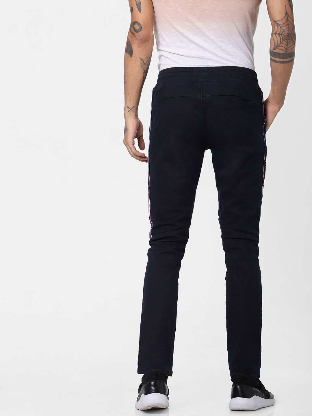Black Low Rise Tape Detail Glenn Slim Jeans