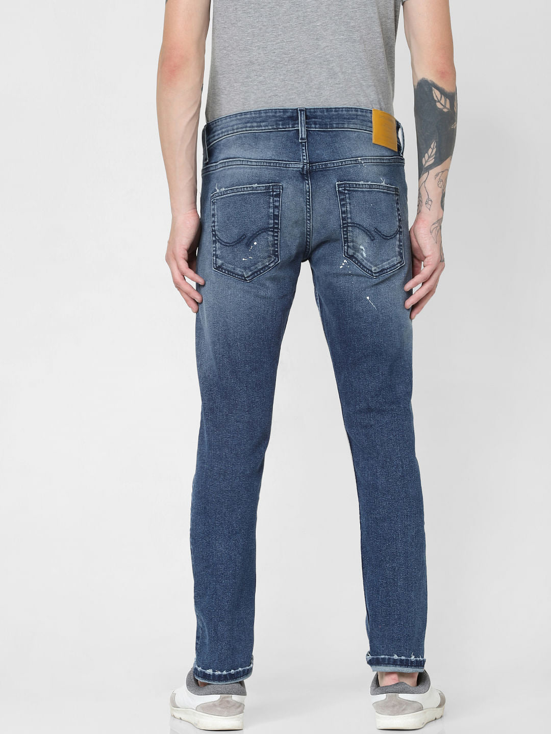 Blue Low Rise Distressed Glenn Slim Fit Jeans