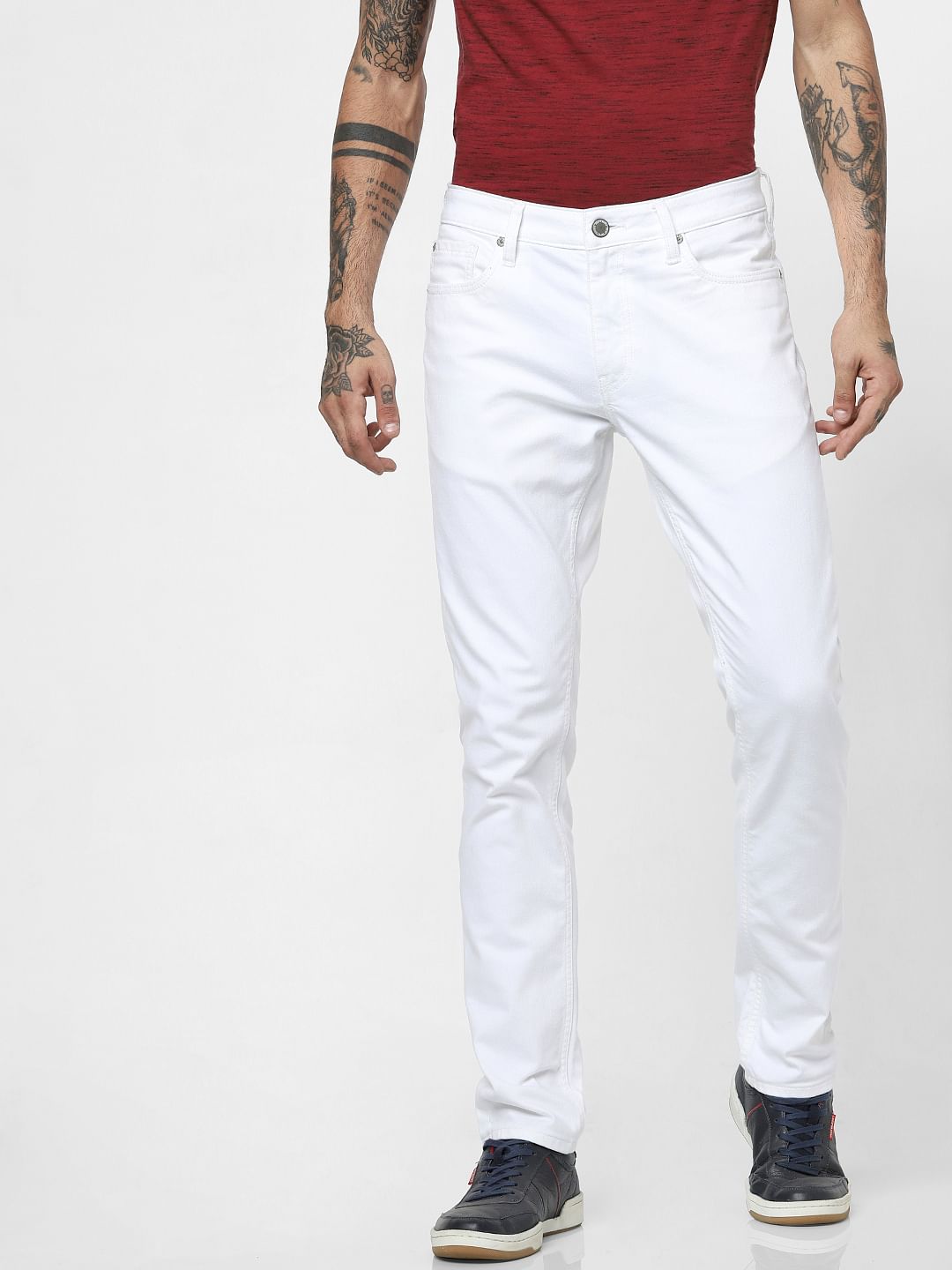 PROTECT    White Low Rise Ben Skinny Jeans
