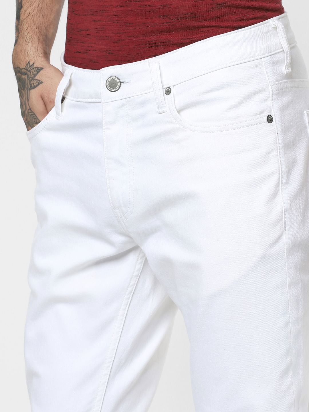 PROTECT    White Low Rise Ben Skinny Jeans