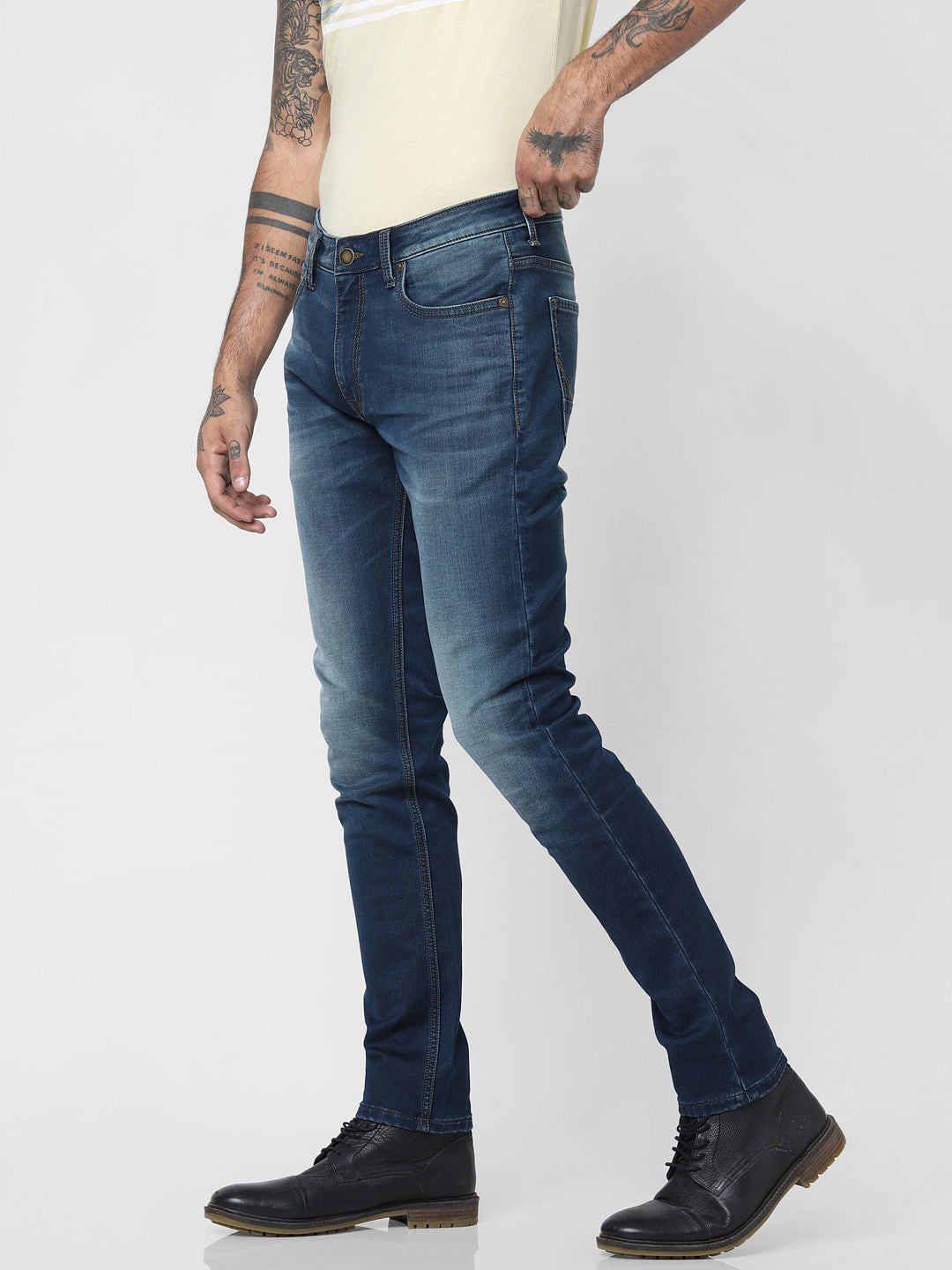 Blue Low Rise Washed Ben Skinny Jeans