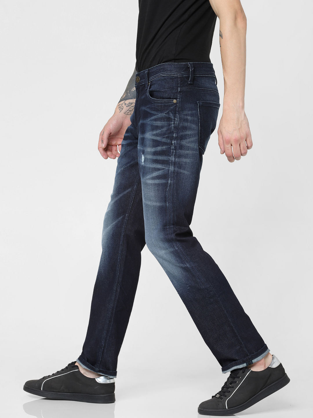Blue Low Rise Washed Clark Regular Fit Jeans