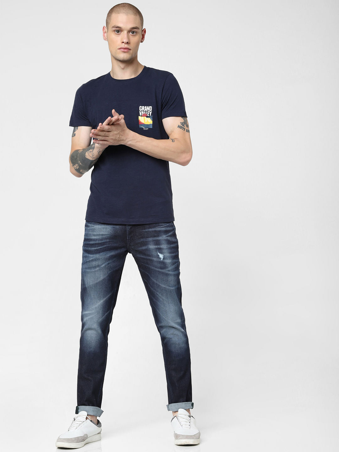 Dark Blue Low Rise Glenn Slim Fit Jeans - 28/30