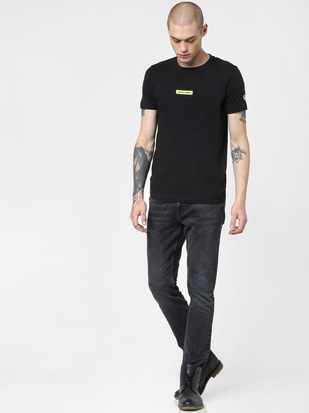 Black Low Rise Washed Glenn Slim Jeans - 28/30