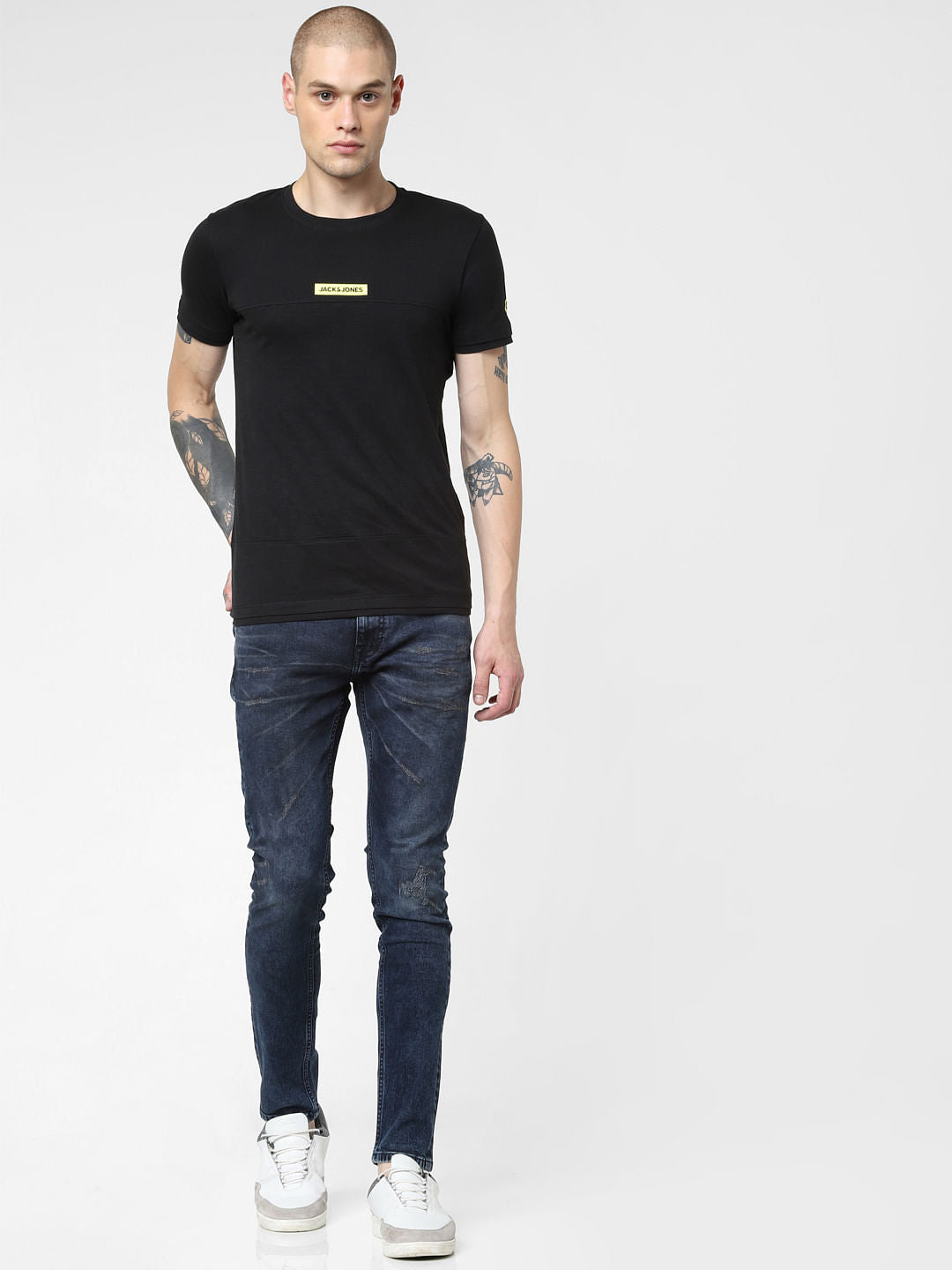 Dark Blue Low Rise Distressed Liam Skinny Jeans - 28/30