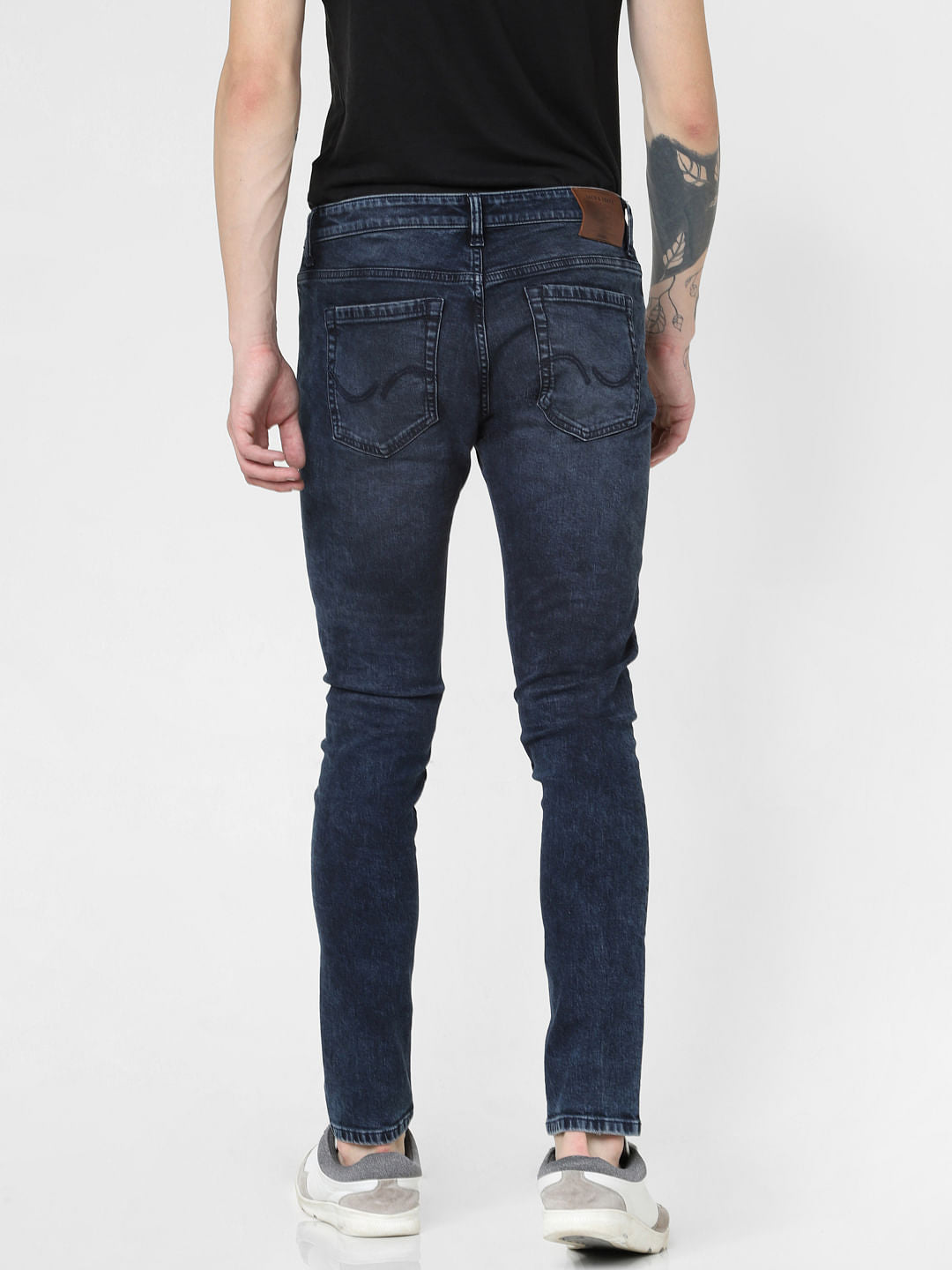 Dark Blue Low Rise Distressed Liam Skinny Jeans