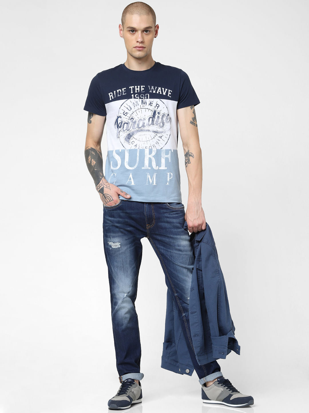 Dark Blue Low Rise Washed Tim Anti Fit Jeans - 28/30