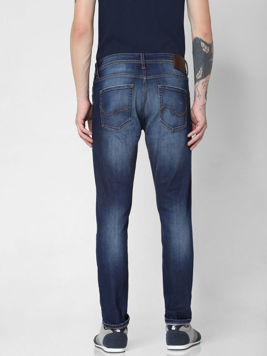 Dark Blue Low Rise Washed Tim Anti Fit Jeans