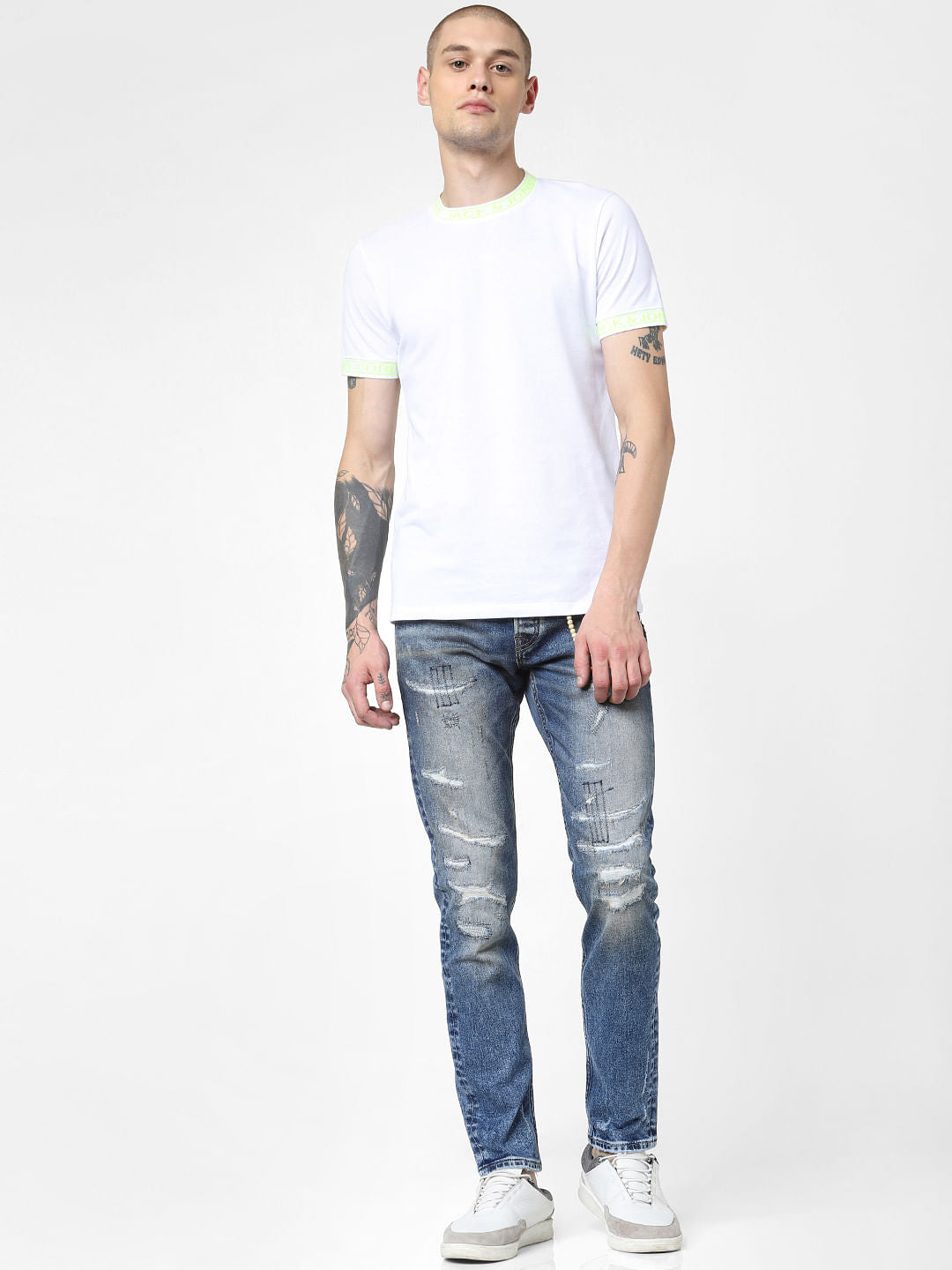Blue Low Rise Distressed Glenn Slim Fit Jeans - 28/30