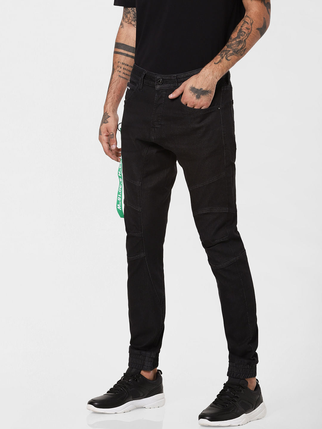 Black Stitch Line Detail Simon Anti Fit Jeans