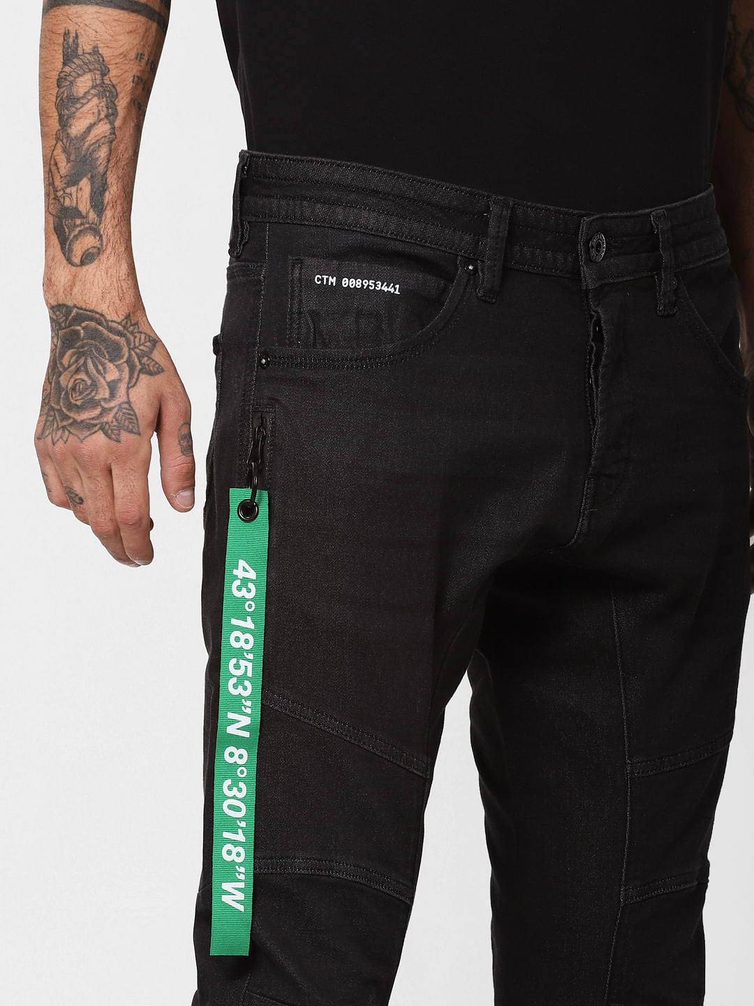 Black Stitch Line Detail Simon Anti Fit Jeans