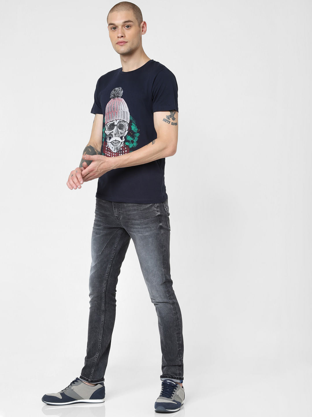 Grey Low Rise Faded Liam Skinny Jeans - 28/30