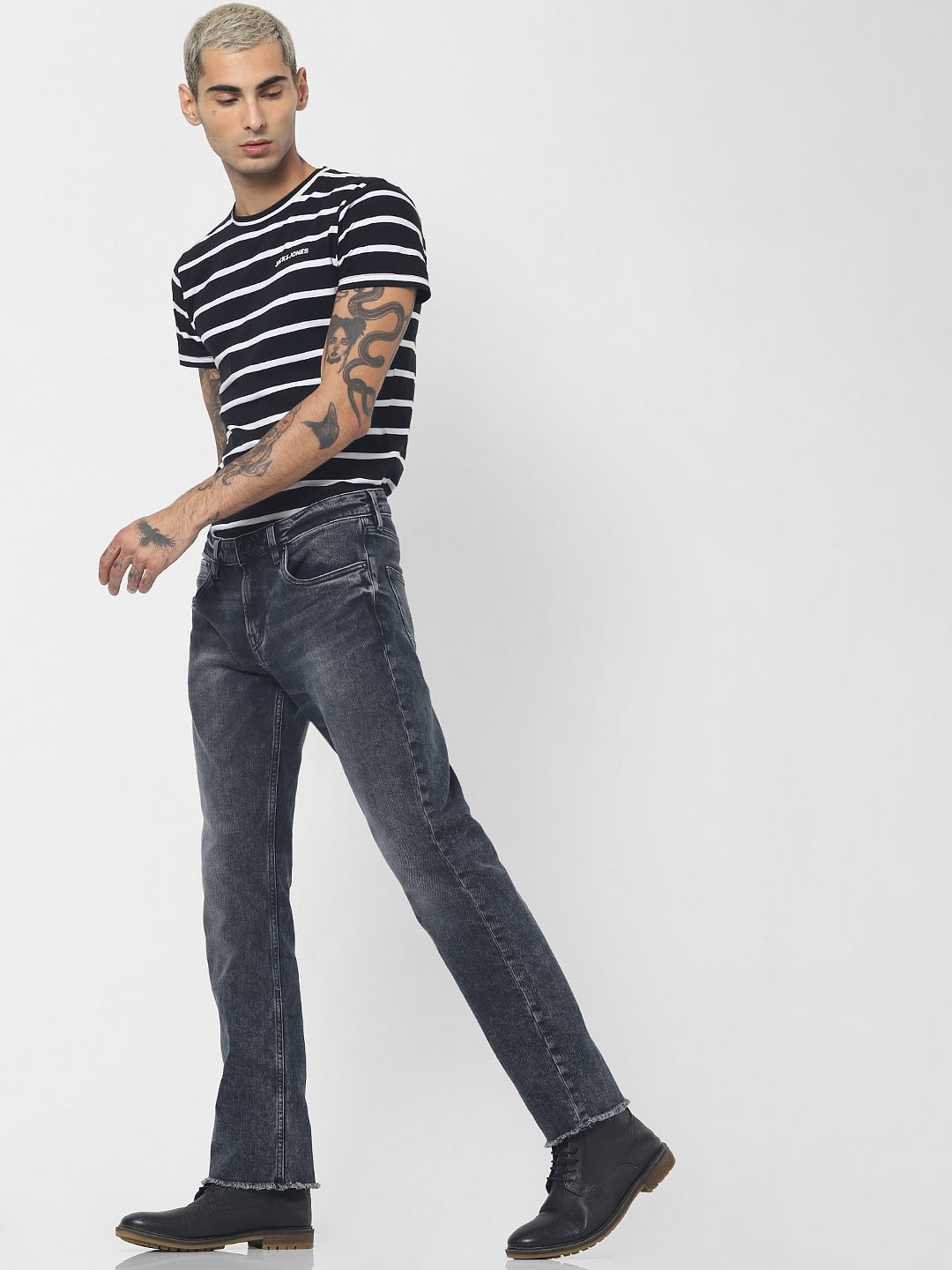Blue Low Rise Washed Clark Regular Fit Jeans - 28/30
