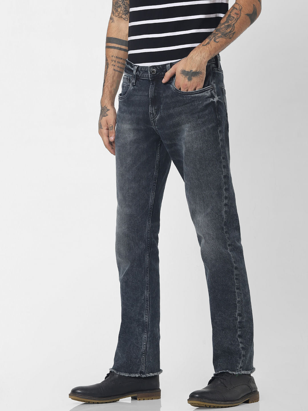 Blue Low Rise Washed Clark Regular Fit Jeans