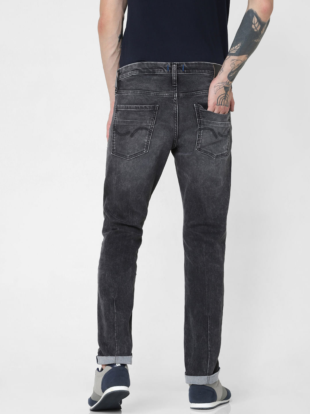 Grey Low Rise Faded Clark Regular Fit Jeans