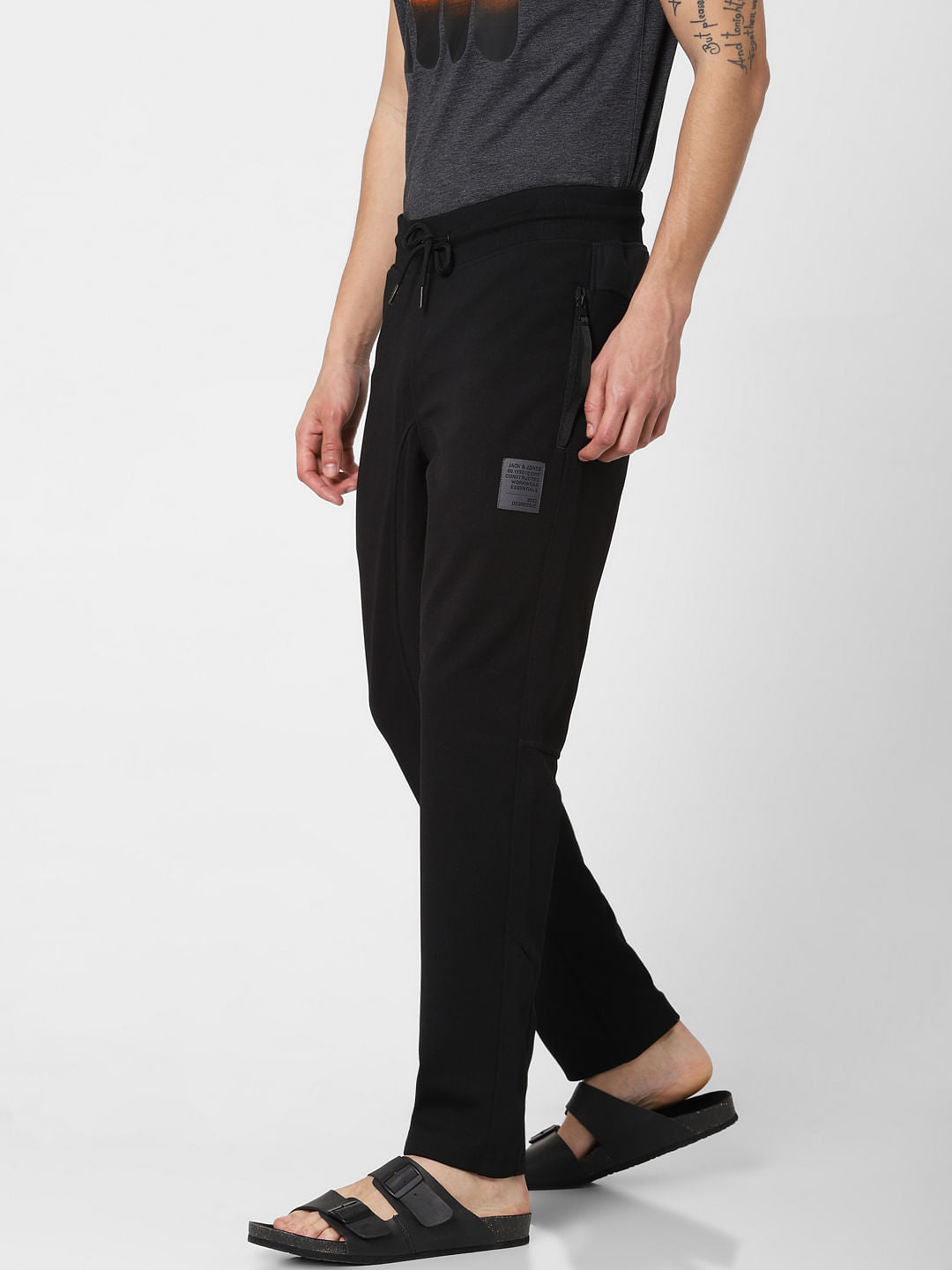 Black Mid Rise Drawstring Sweatpants