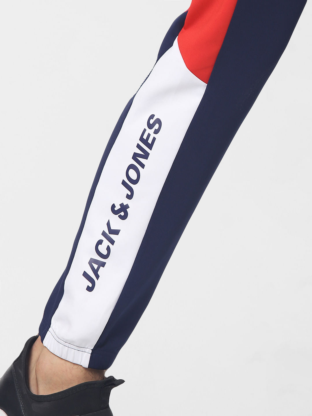 Navy Blue Mid Rise Tape Detail Sweatpants