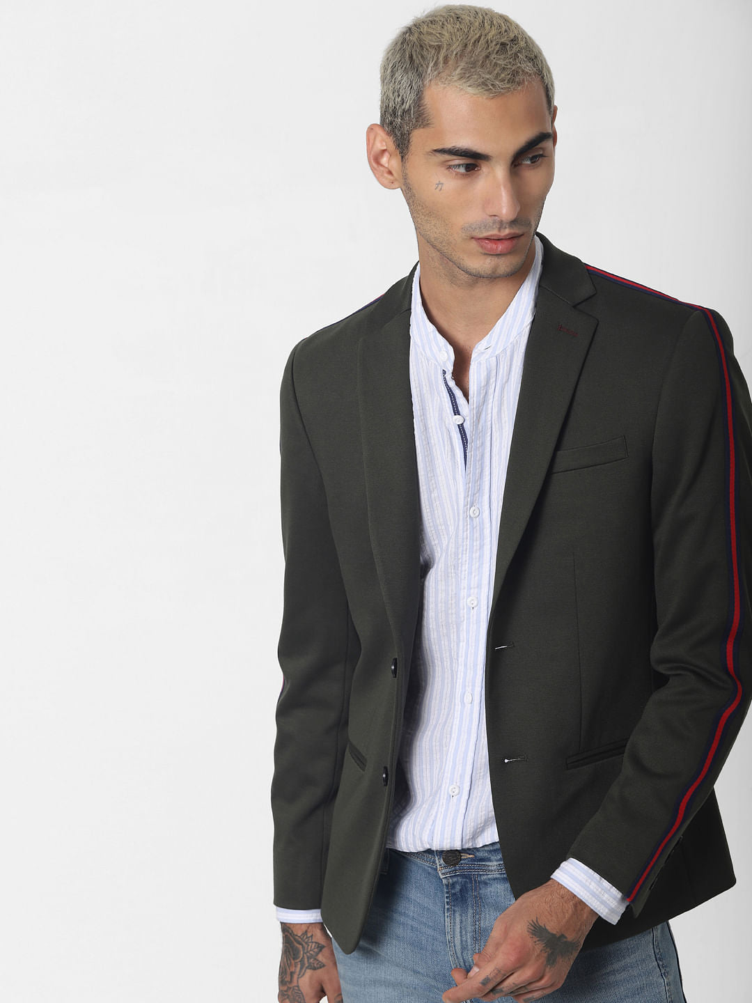 Light Blue Striped Full Sleeves Shirt