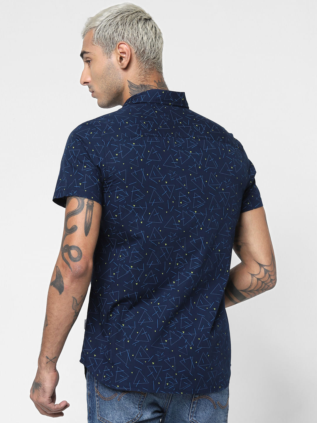 Blue All Over Print Short Sleeves Shirt