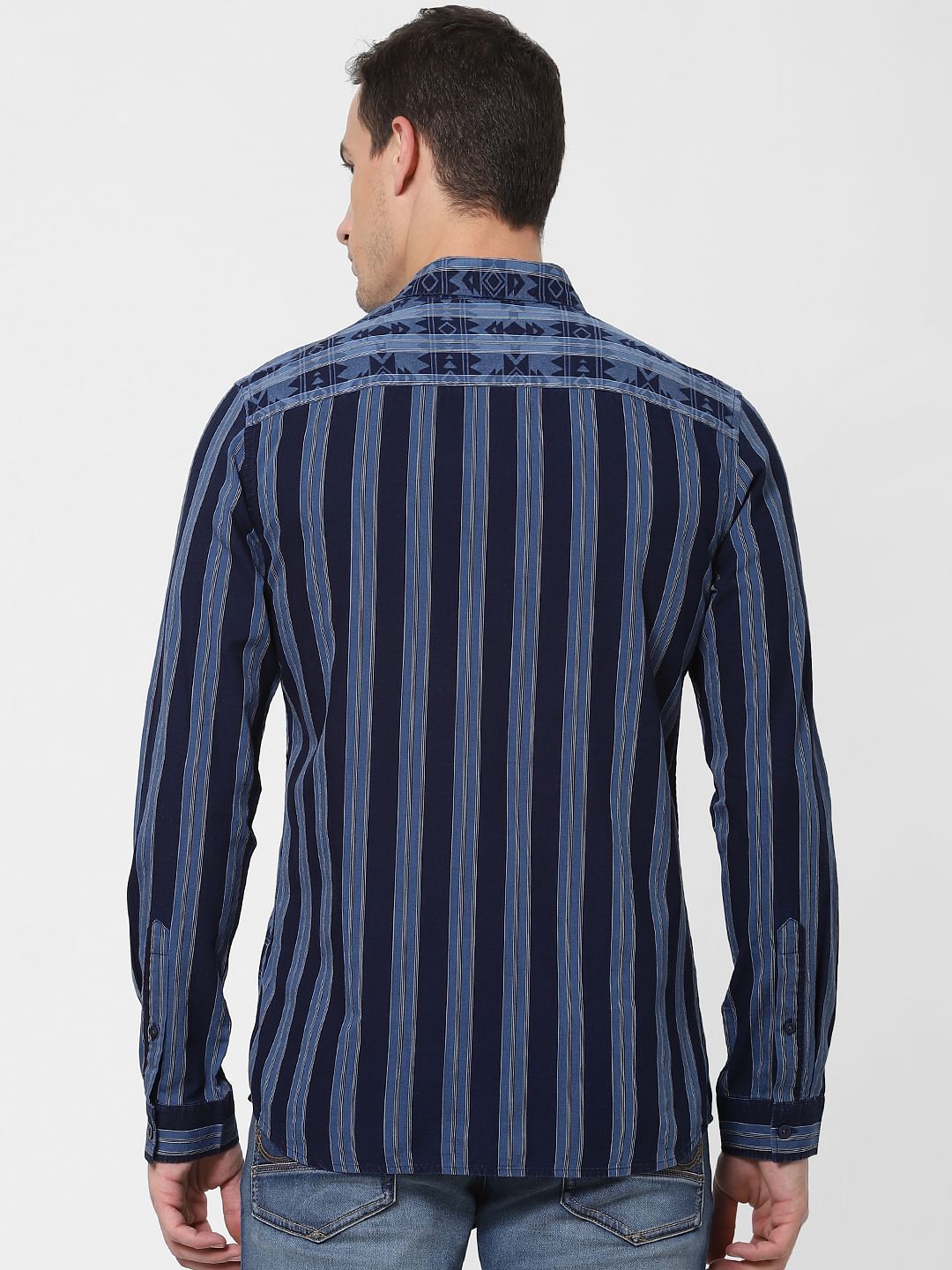 Blue Striped Full Sleeves Shirt