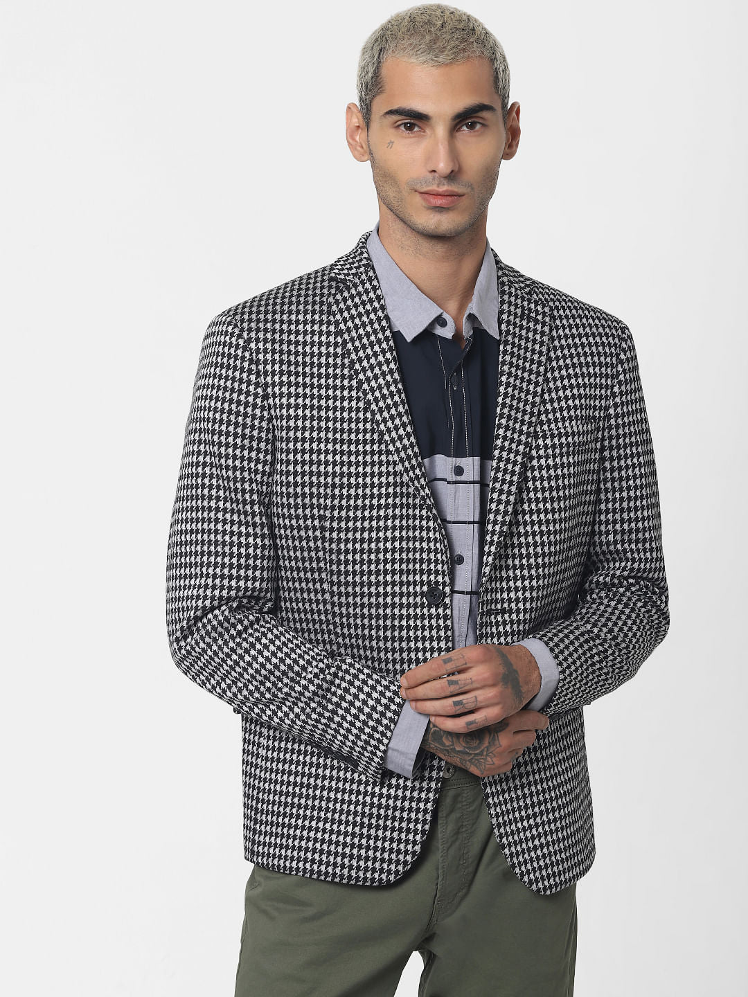Grey Colourblocked Full Sleeves Shirt - S