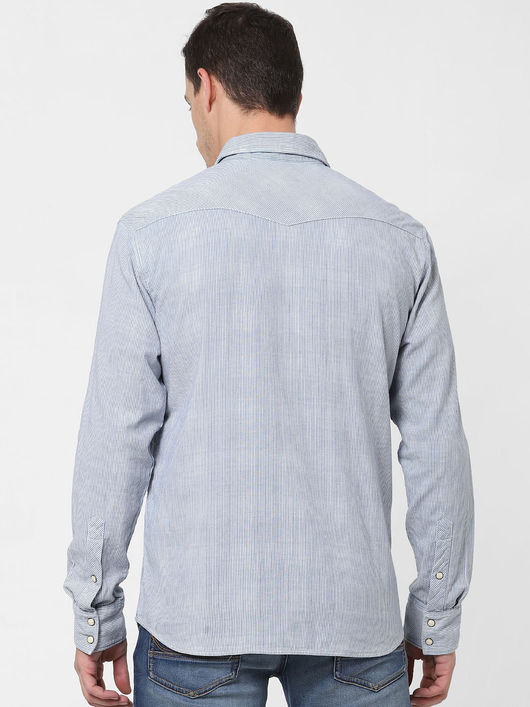 Blue Striped Full Sleeves Shirt