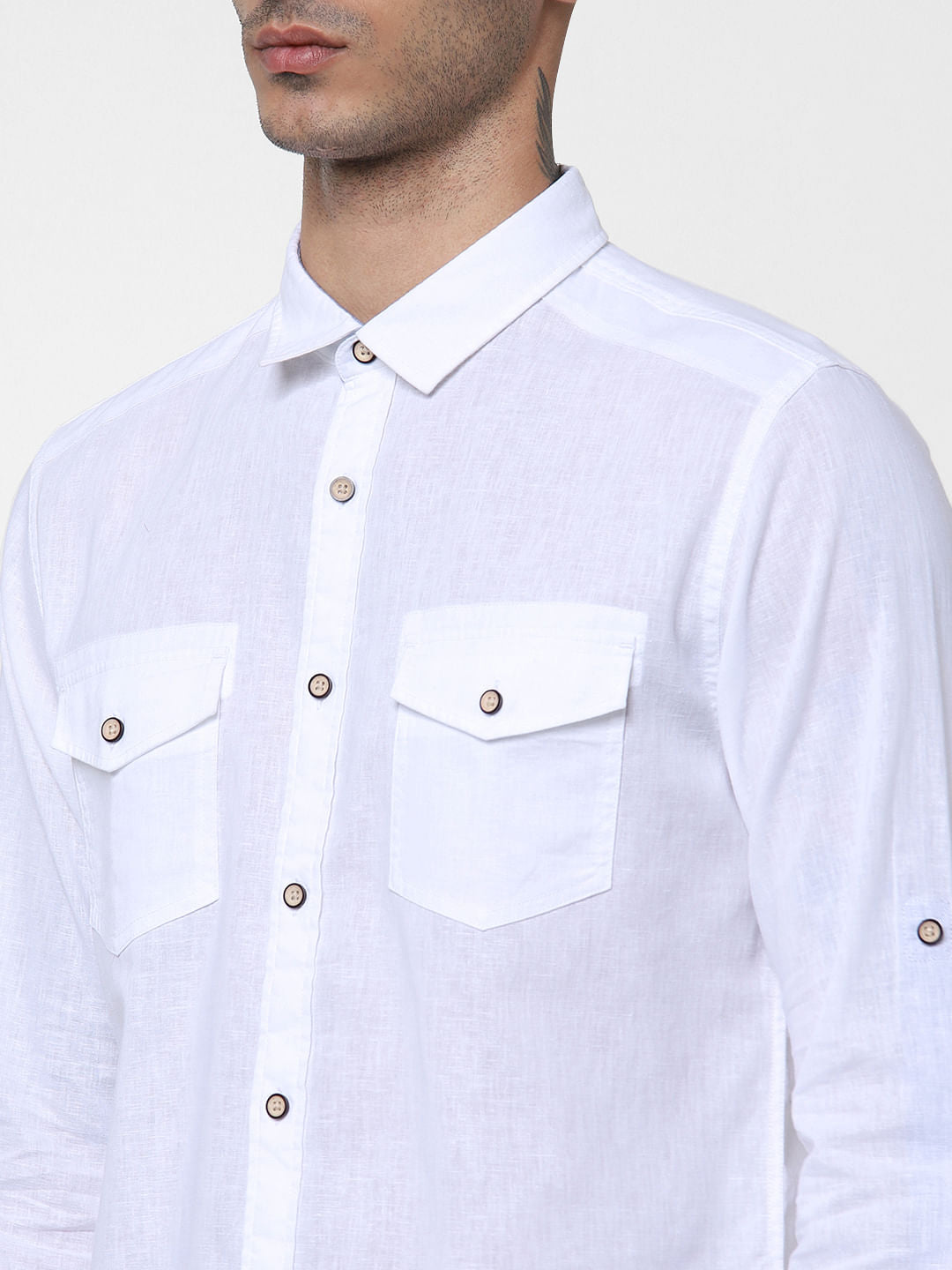 White Washed Linen Full Sleeves Shirt