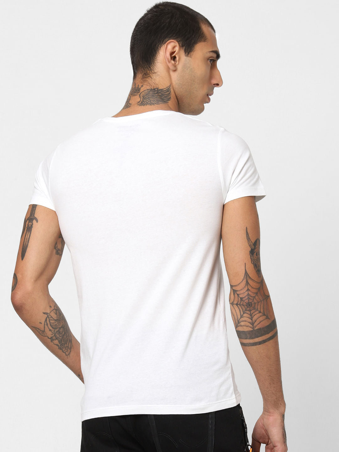 White Animal Patch Print T-shirt