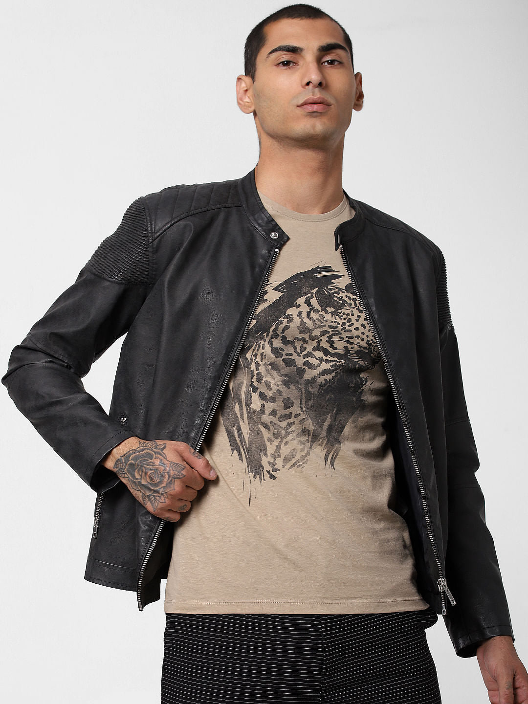 Brown Animal Patch Print T-shirt