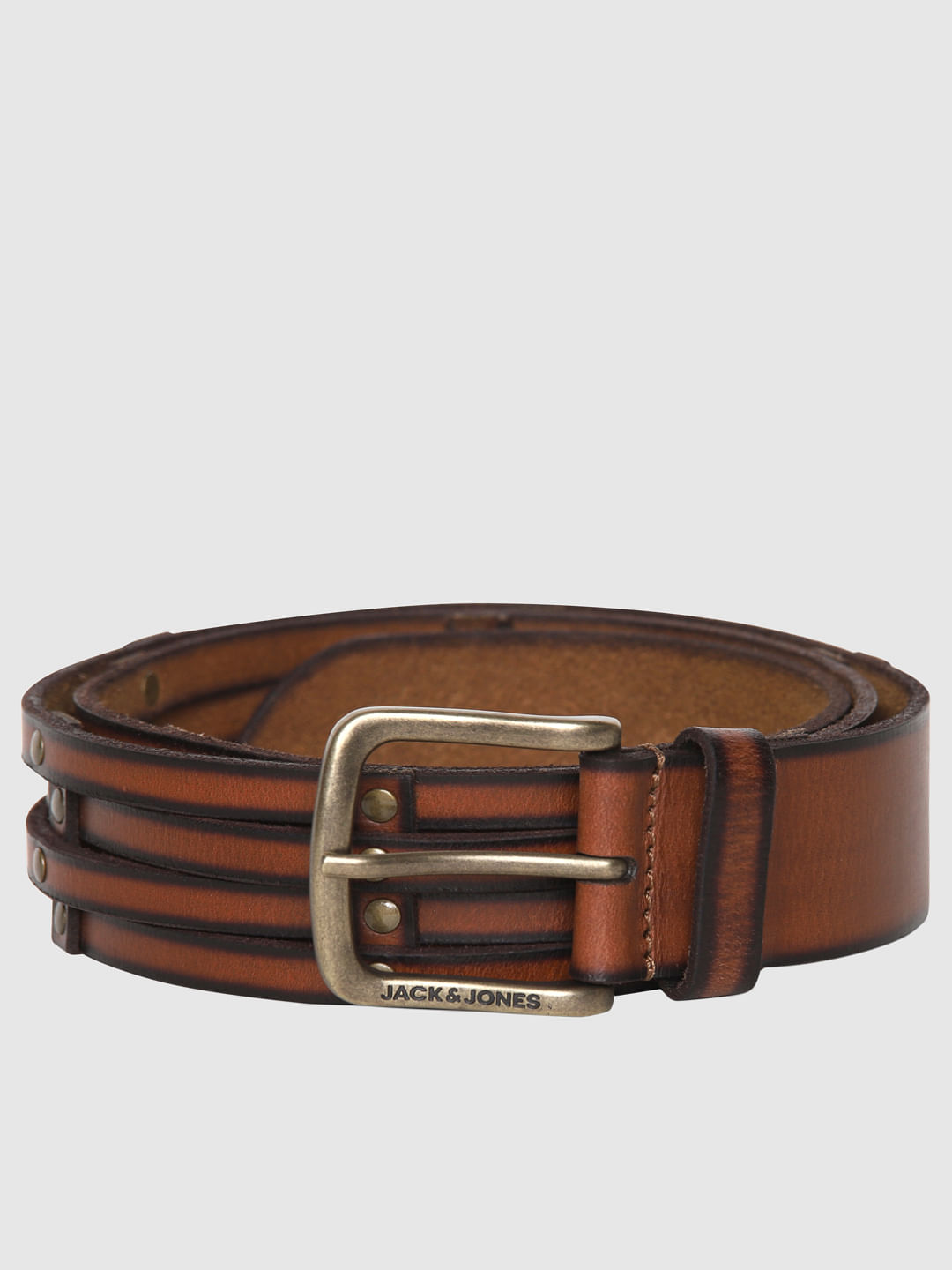 Brown Logo Detail Leather Belt - 32