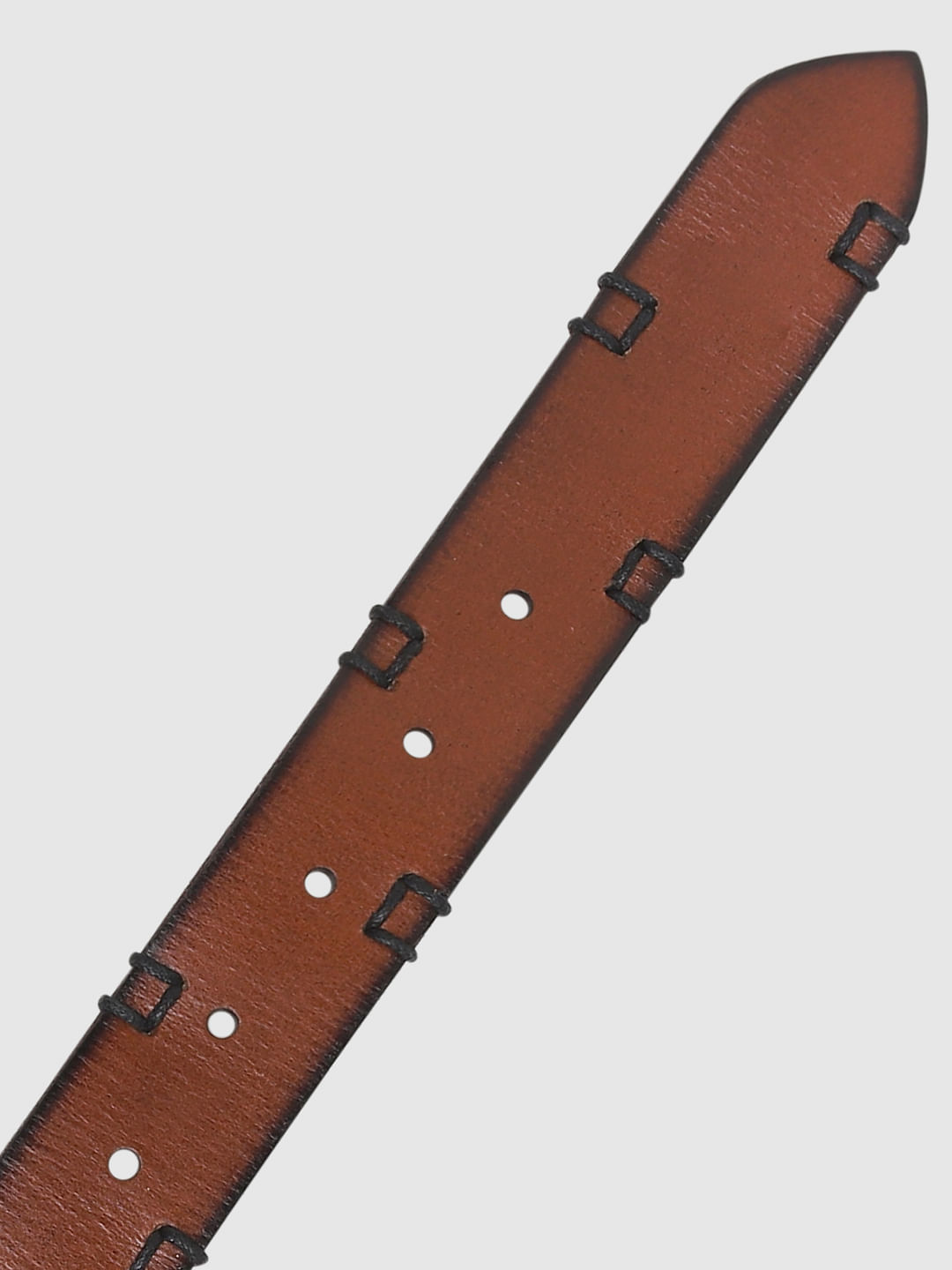 Brown Stitching Detail Leather Belt