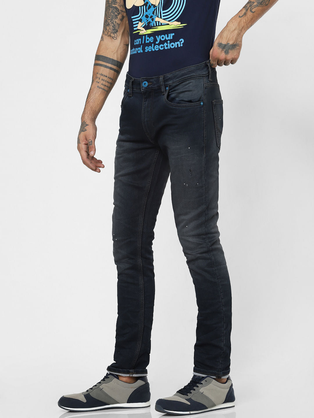 Dark Blue Low Rise Dyed Ben Skinny Jeans