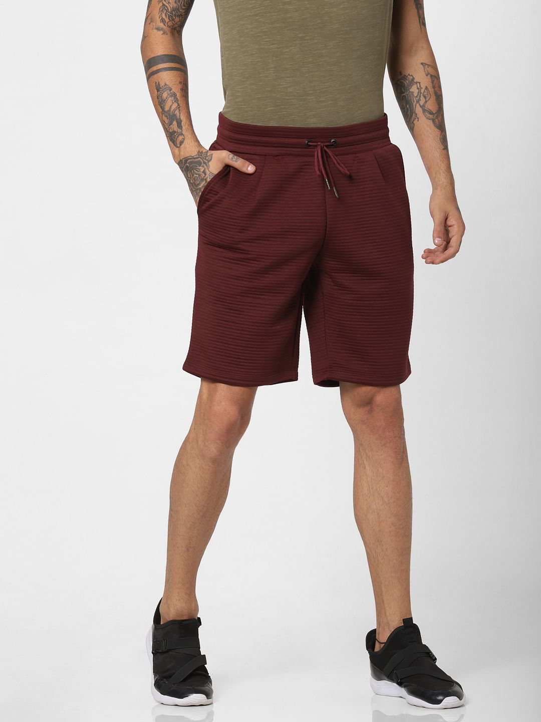 Burgundy Mid Rise Sweatshorts