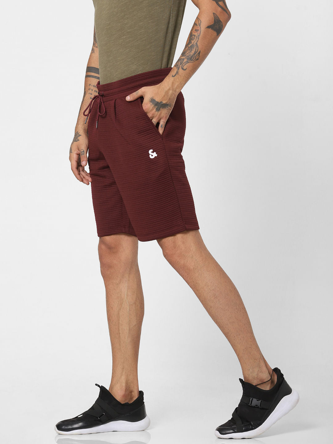 Burgundy Mid Rise Sweatshorts