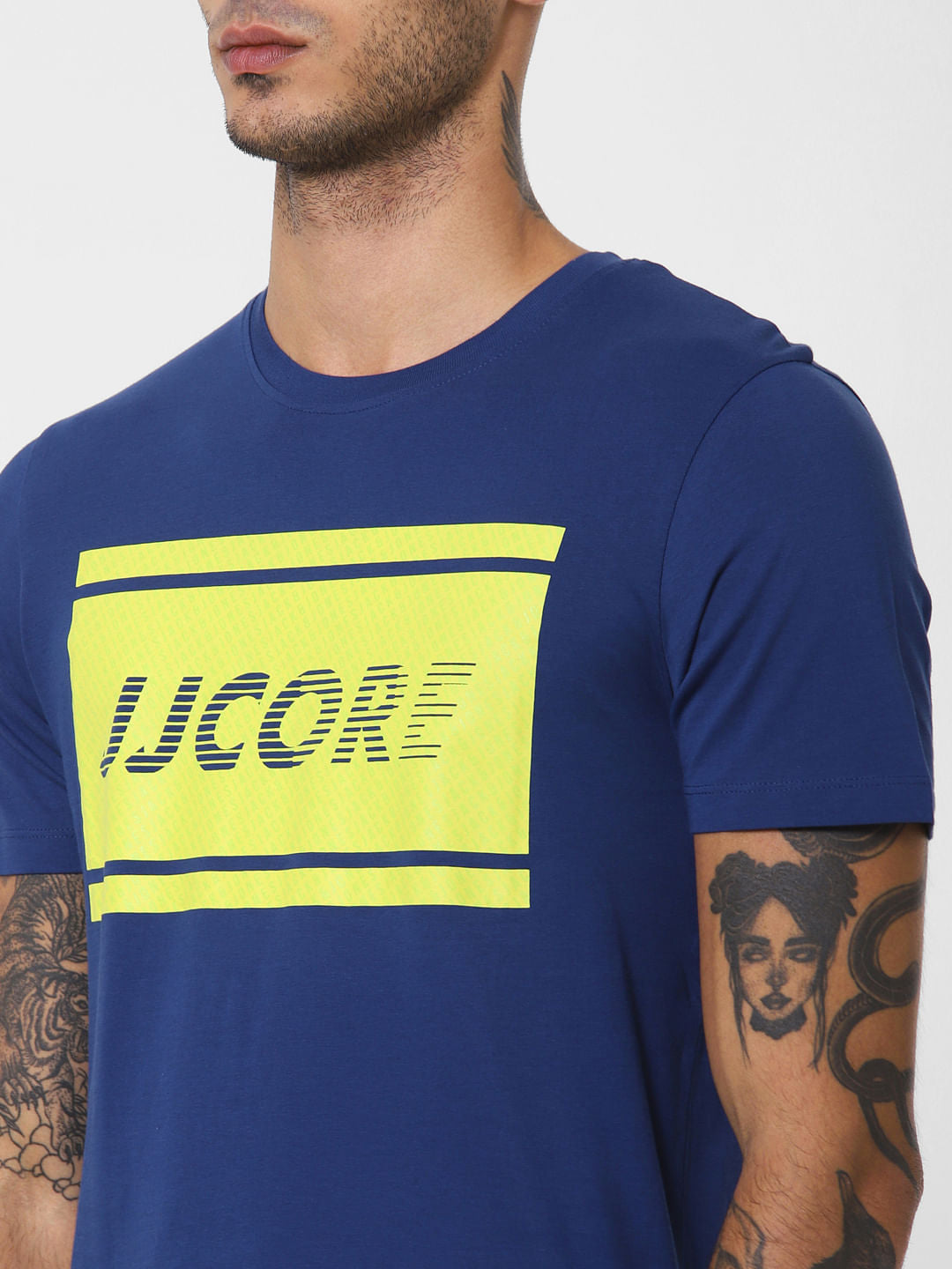 Blue Logo Print Crew Neck T-shirt