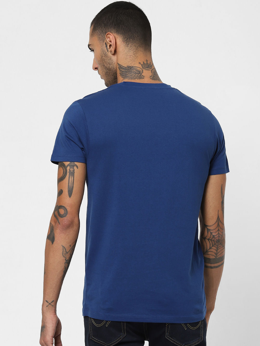 Blue Graphic Print Crew Neck T-shirt