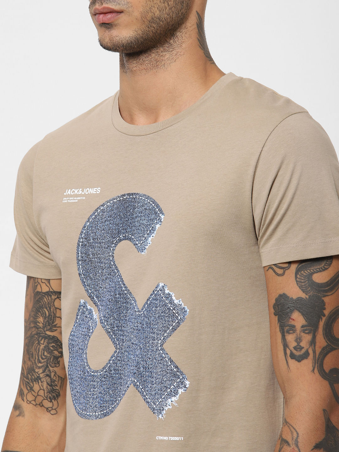 Brown Logo Print Crew Neck T-shirt