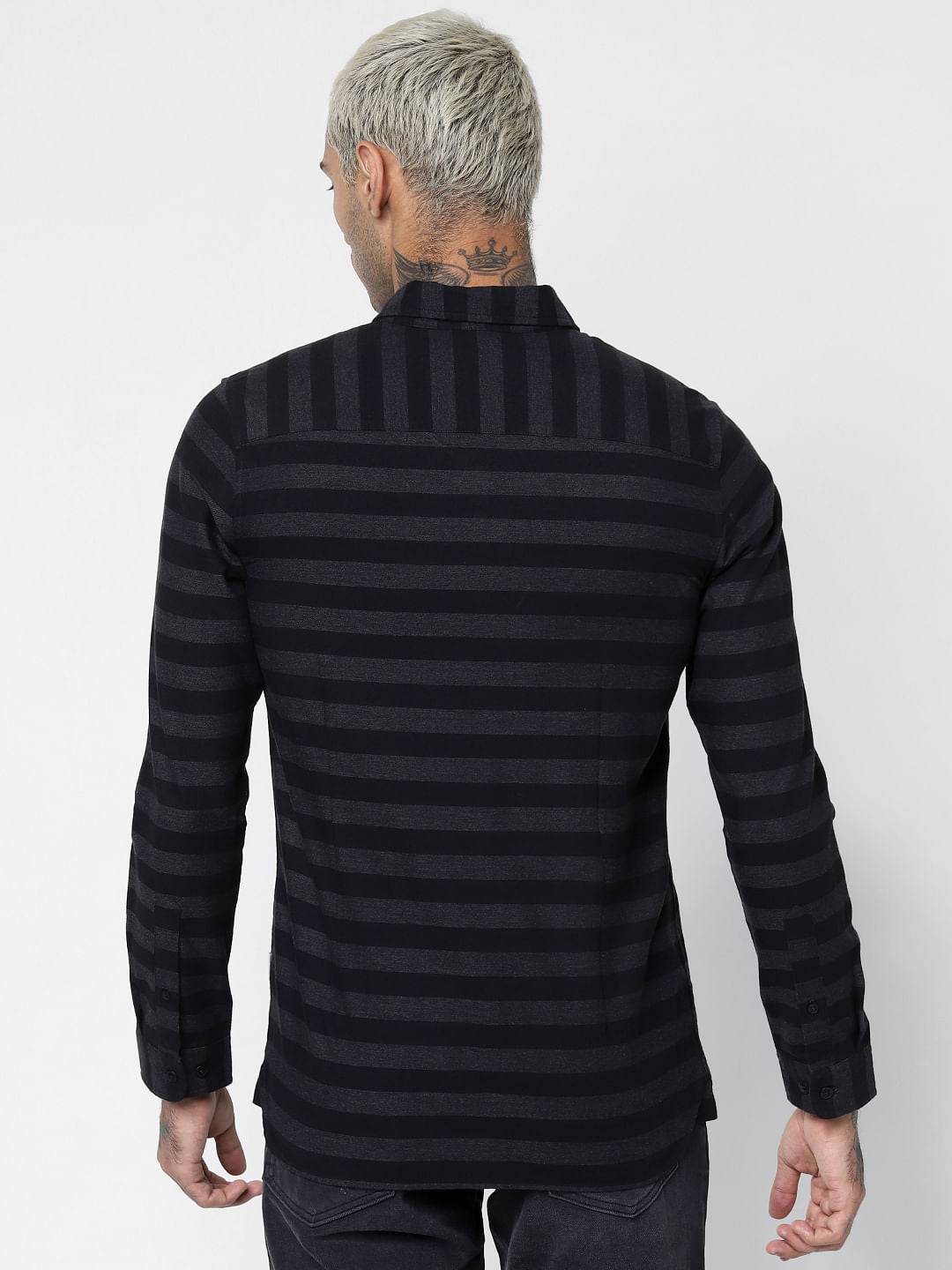 Black Striped Full Sleeves Shirt