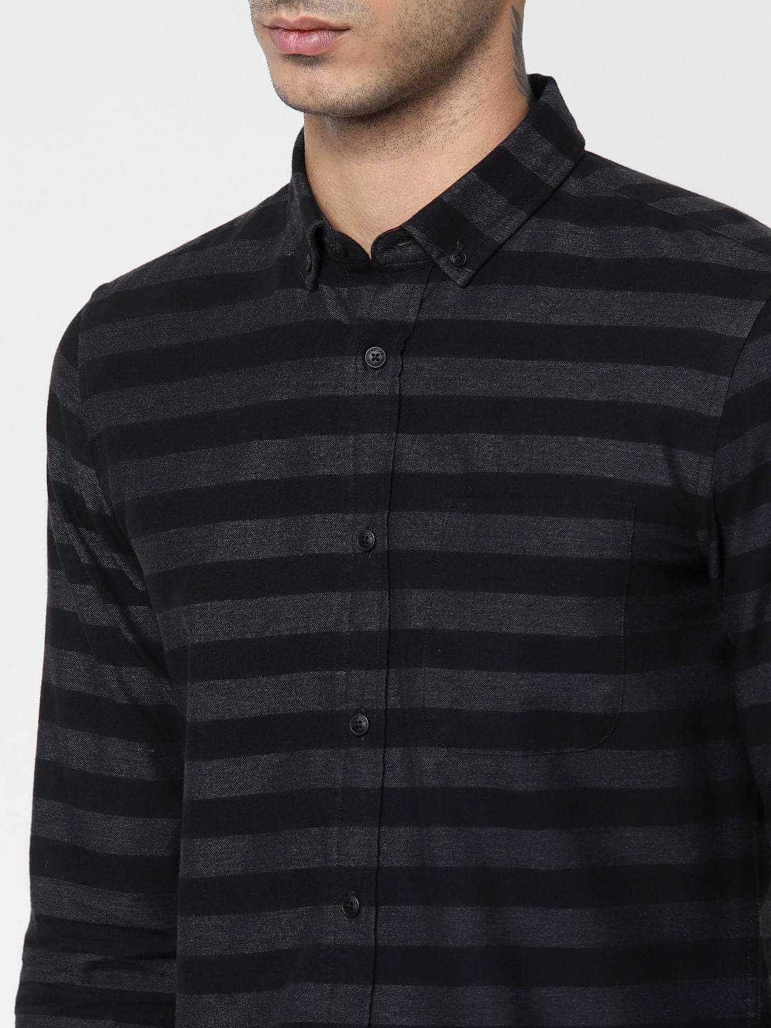 Black Striped Full Sleeves Shirt
