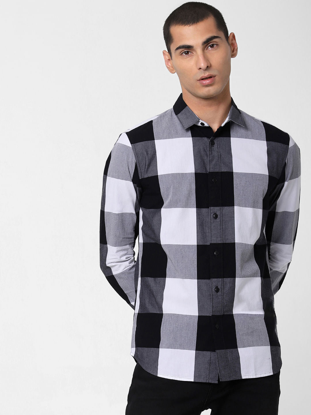 White Check Full Sleeves Shirt - S