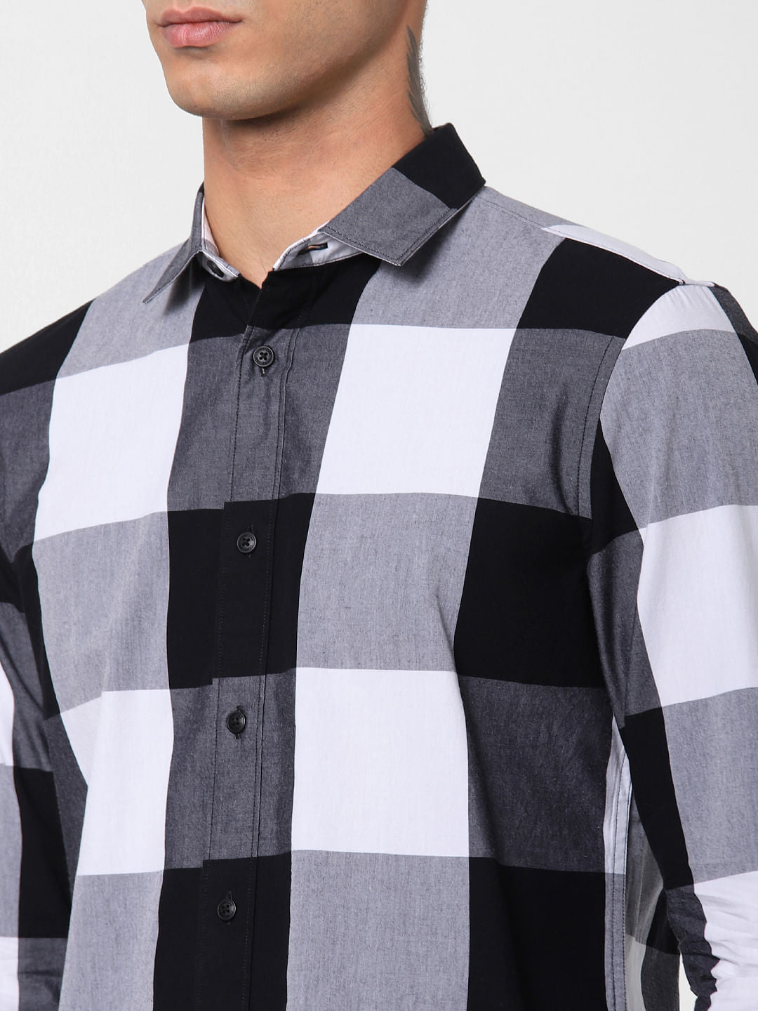 White Check Full Sleeves Shirt