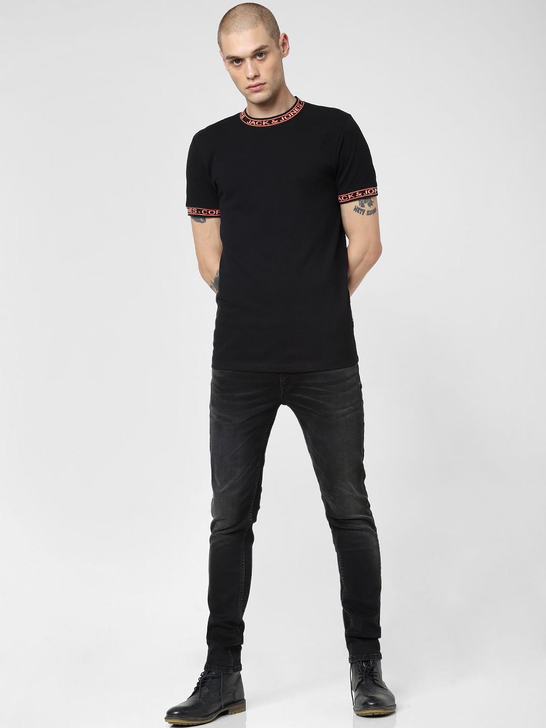 Black Low Rise Washed Ben Skinny Jeans - 28/30