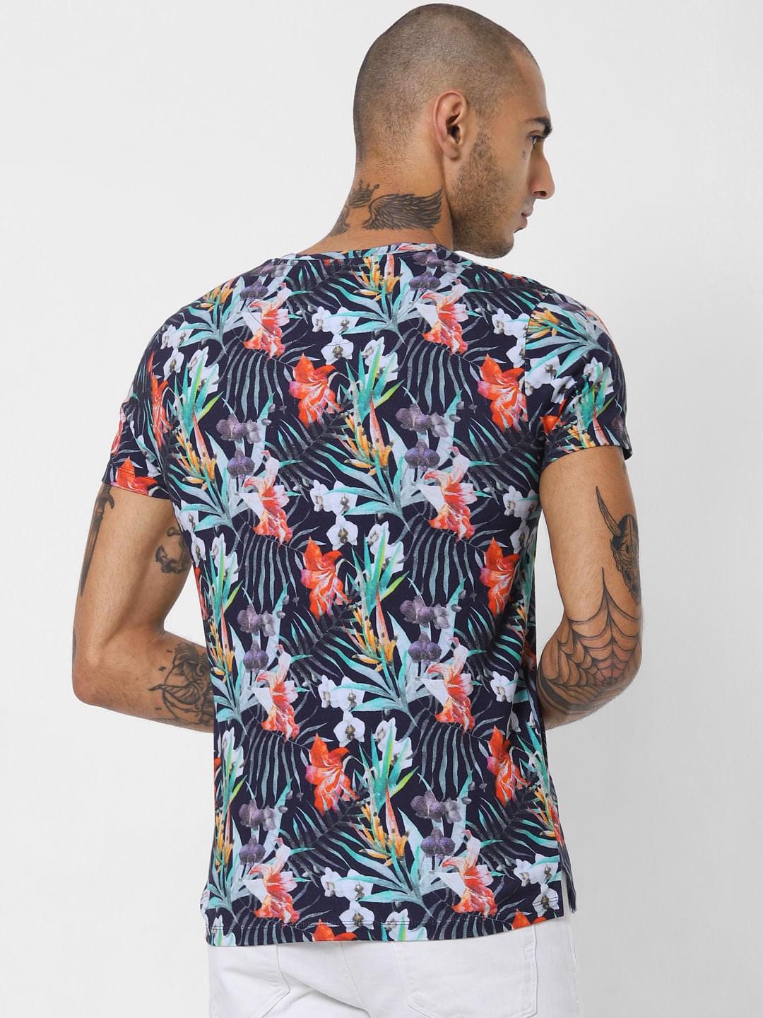 Black All Over Print Crew Neck T-shirt